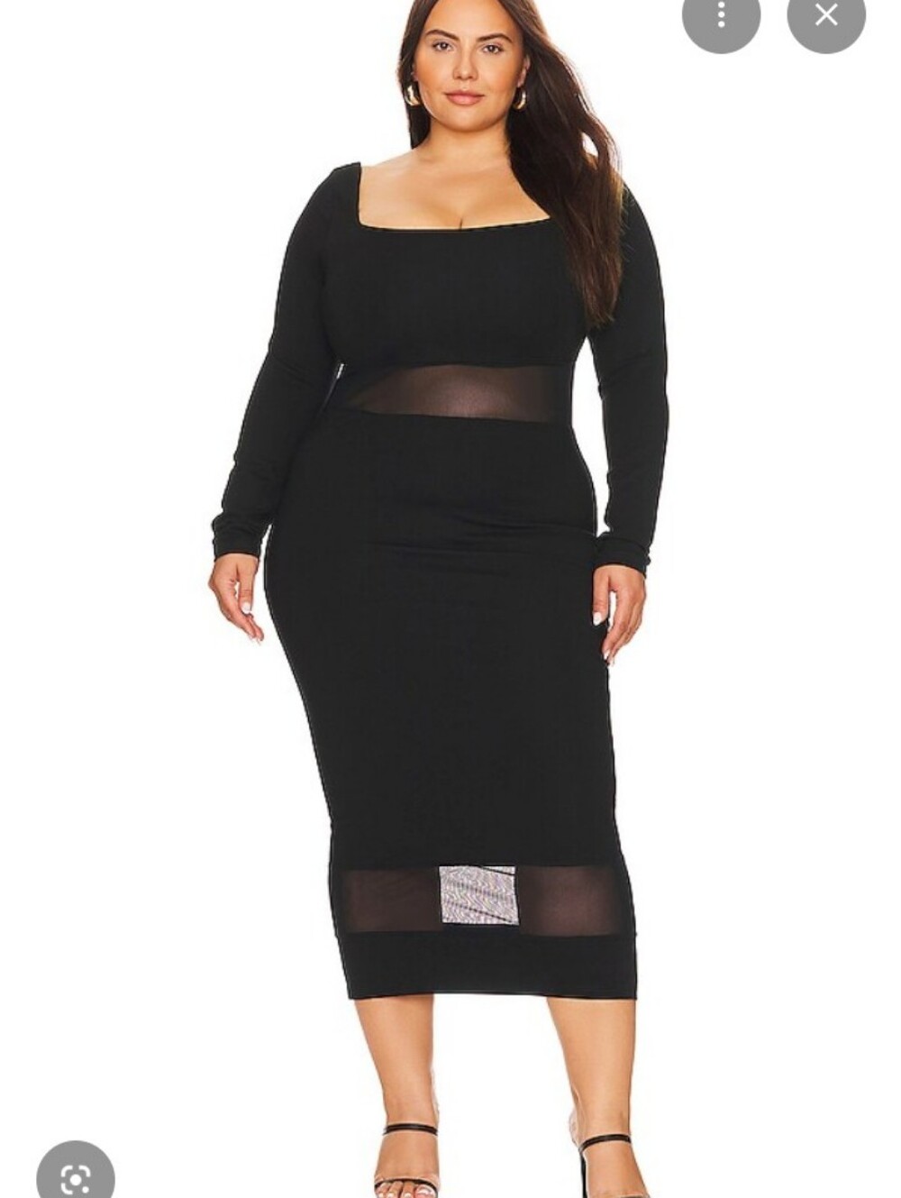 REMI X REVOLVE BLACK JAMIE MIDI DRESS WITH SEMI SHEER PANELS Size 0x NWT